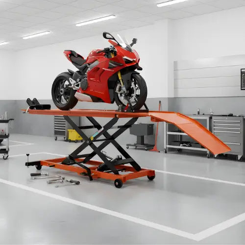 Motorheftafel 450KG extra lang | 220cm | met band klem | afneembare oprijplaat 50cm