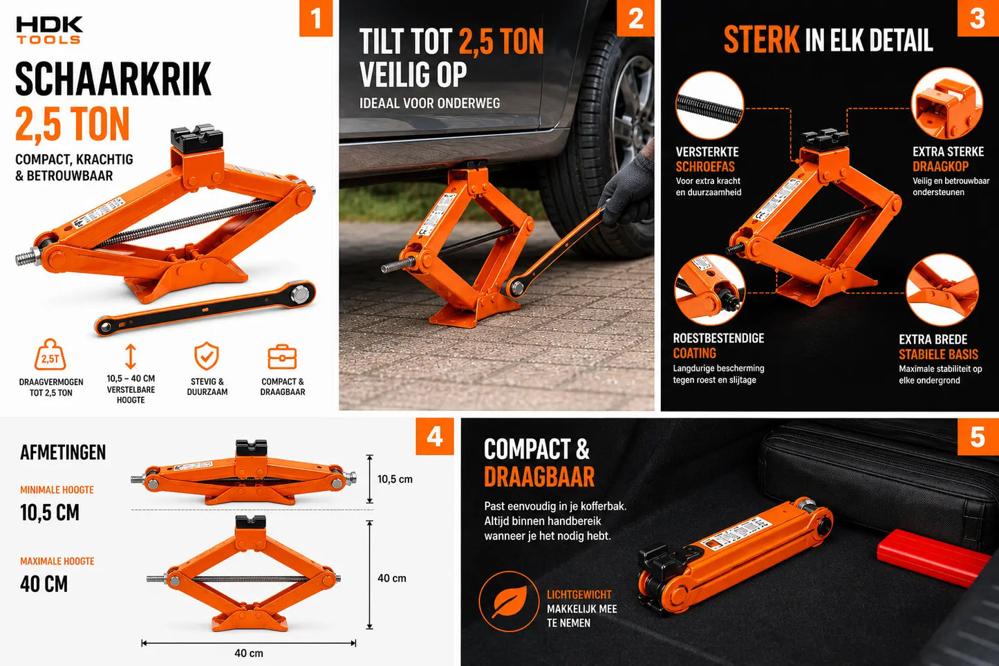 Schaarkrik 2 Ton met Ratelsleutel | Compact & Lichtgewicht | HDK Tools HDKTOOLS