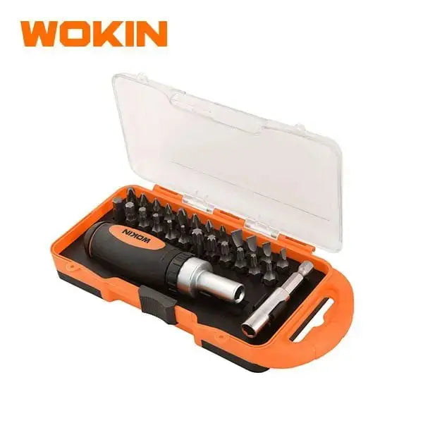 WOKIN 26-Delige Bit Set met Ratelhandgreep – CrV Bits & Bithouder Top-Tools.nl