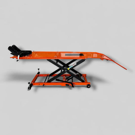 Motorheftafel 450KG extra lang | 220cm | met bandklem | afneembare oprijplaat 50cm