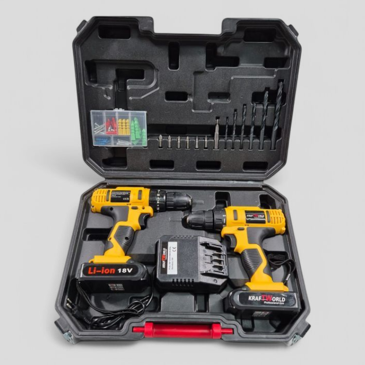 Boor/schroefmachine set 2 stuks accu