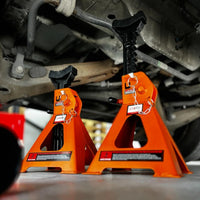 As steunen set 3000kg | 2 stuks | 29cm - 43cm | Extra veilig lock-systeem | met rubberen hoes HDKTOOLS