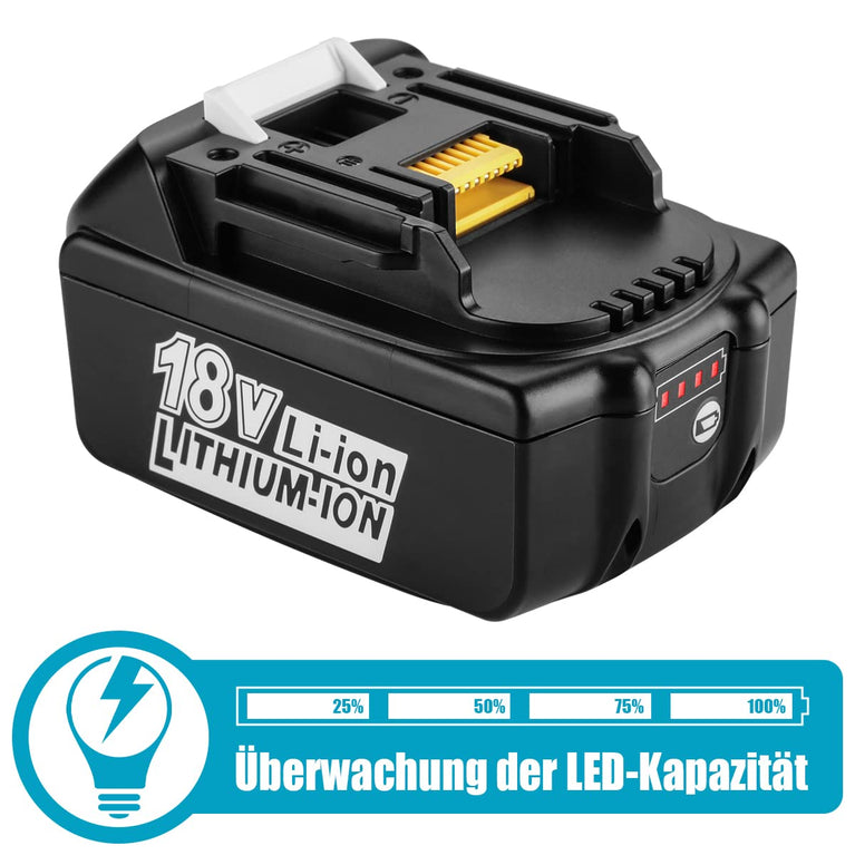 XNJTG 18V 5Ah reserveaccu voor Makita 18V Li-Ion accu BL1860B BL1860 BL1850 BL1850B BL1840B BL1840 BL1830B 194309-1 196399-0 Makita accugereedschap [2 stuks]