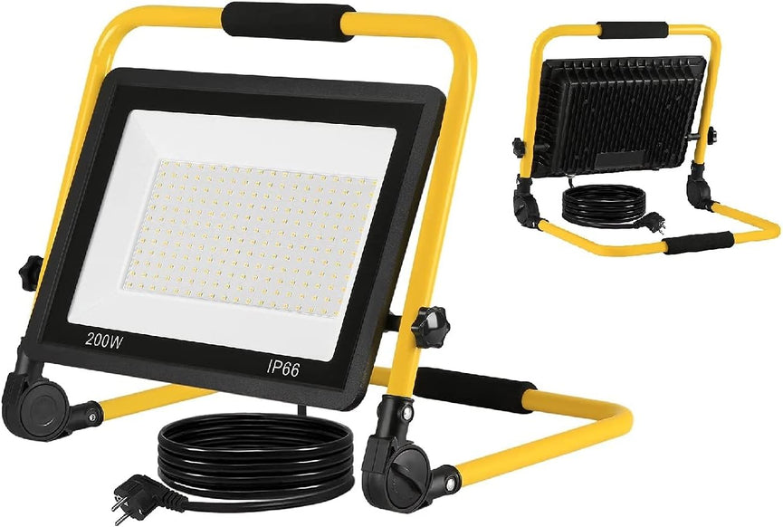 LZQ LED schijnwerper bouwlamp draagbare 100W koud wit - incl. standframe en draaggreep - buitenlamp spotlight waterdicht IP66 schijnwerper schijnwerper licht voor tuin, garage