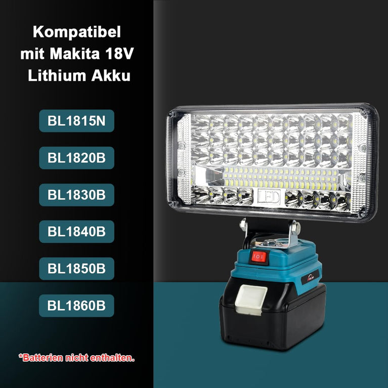 Acculamp voor Makita 18 V 48 W 3200 lumen