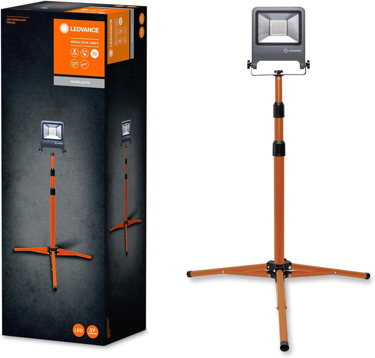 LEDVANCE Worklight armatuur LED: voor verdieping, WORKLIGHTS - TRIPOD / 100 W, 220…240 V, stralingshoek: 120, Koel wit, 4000 K, body materiaal: aluminum/steel, IP65