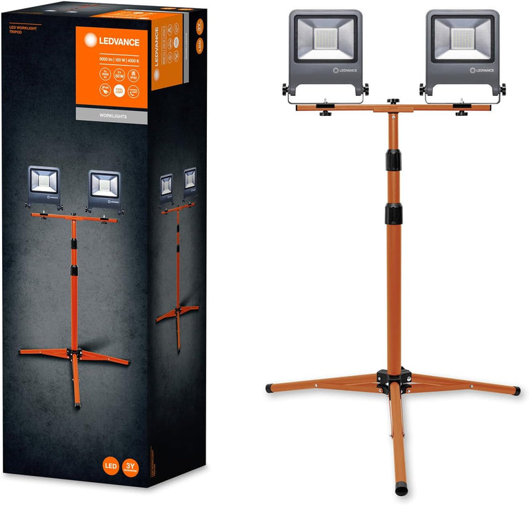 LEDVANCE Worklight armatuur LED: voor verdieping, WORKLIGHTS - TRIPOD / 100 W, 220…240 V, stralingshoek: 120, Koel wit, 4000 K, body materiaal: aluminum/steel, IP65