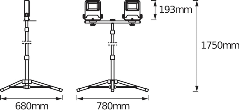 LEDVANCE Worklight armatuur LED: voor verdieping, WORKLIGHTS - TRIPOD / 100 W, 220…240 V, stralingshoek: 120, Koel wit, 4000 K, body materiaal: aluminum/steel, IP65