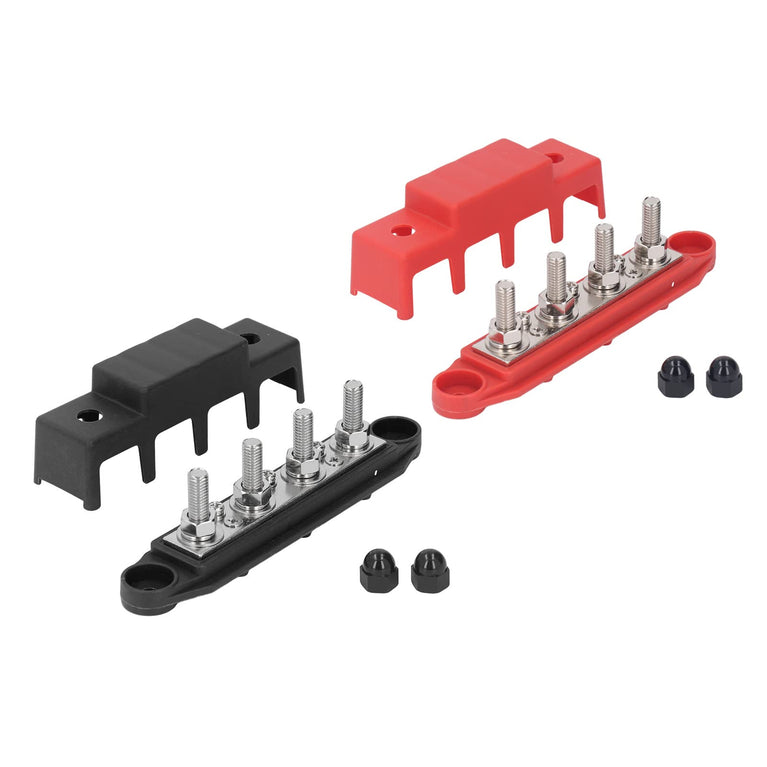 2 Stks Stroomverdeling Blok 4 Terminal Studs M8 Schroef Bus Bar DC 48 V 250A voor Auto Boot