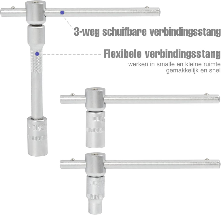 WORKPRO dopsleutelset voor bits, ratel, 1/2 inch en 1/4 inch snelwissel, 108 stuks