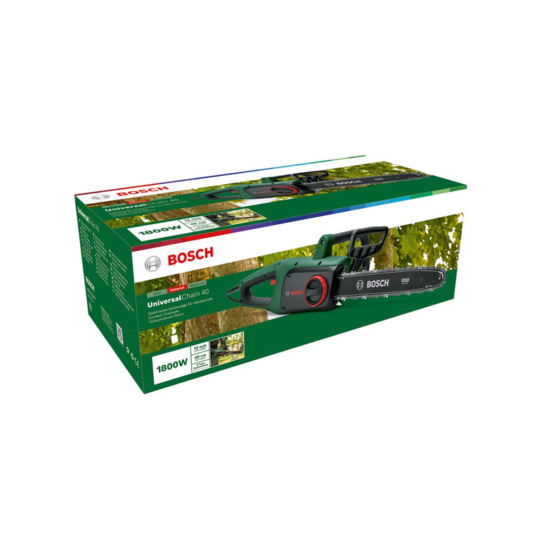 Bosch Home and Garden kettingzaag UniversalChain 40 (1800 W, lichtgewicht: 4,3 kg, kettingsnelheid: 12 m/s, inclusief kettingzaagolie, in doos) - Amazon Editie