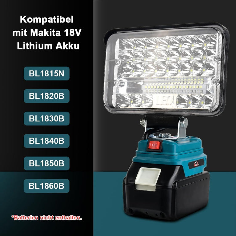 Acculamp voor Makita 18 V 48 W 3200 lumen