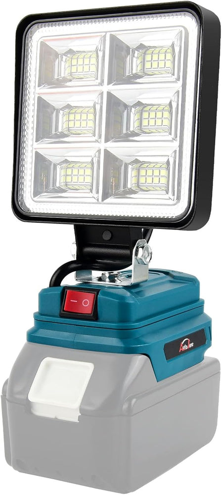 AUTOJARE Acculamp voor Makita, 18 V, 50 W, draadloze schijnwerper, lamp met 2 USB-oplaadpoorten, draagbare led-werklamp voor autoreparatie, thuisverlichting, camping, vissen, 10 cm, geen accu