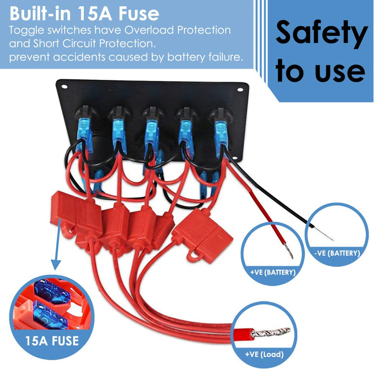 12 V/24 V schakelpaneel, met USB-aansluiting 4,2 A + sigarettenaansteker + voltmeter display, IP65-waterdicht, aan/uit tuimelschakelaar voor auto, boot, vrachtwagen, schakelcircuit-besturing