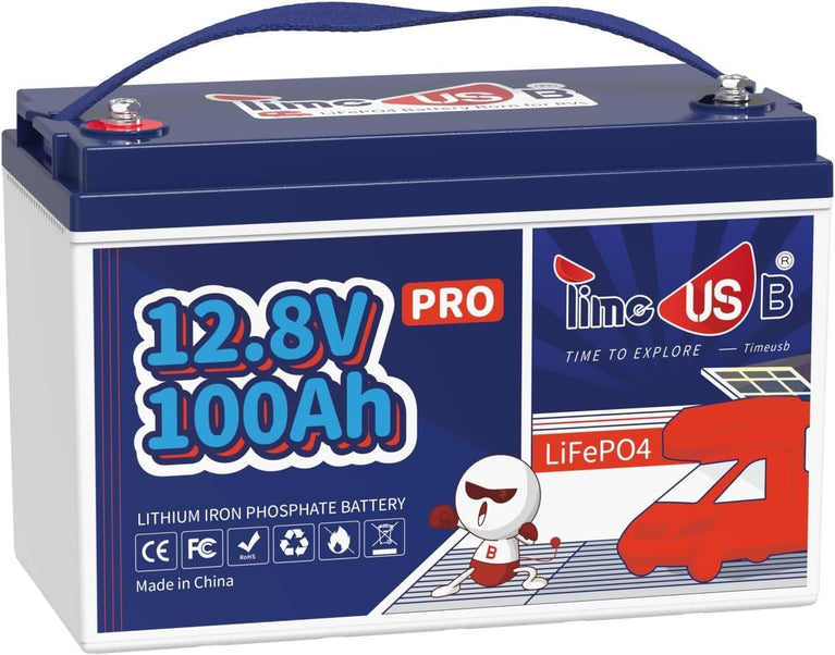 Time usb LiFePO4 Batterij 12V 200Ah PLUS Lithium Accu