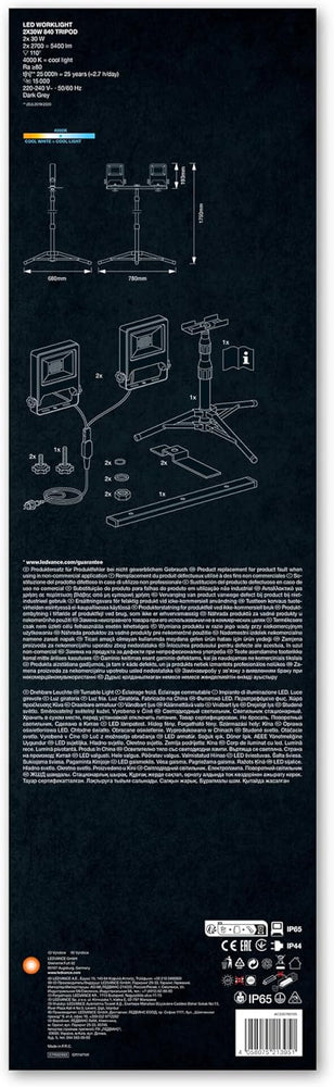 LEDVANCE Worklight armatuur LED: voor verdieping, WORKLIGHTS - TRIPOD / 100 W, 220…240 V, stralingshoek: 120, Koel wit, 4000 K, body materiaal: aluminum/steel, IP65