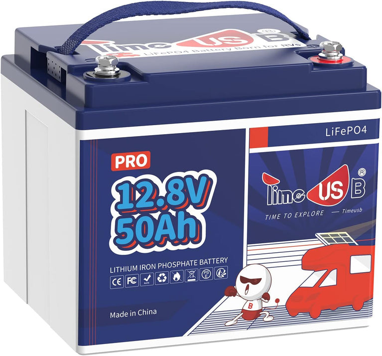 Timeusb LiFePO4 Batterij 12V 200Ah PLUS Lithium Accu 200A BMS Deep Cycle Lithium Batterij 15000+ Cycli met Max 2560W Uitgangsvermogen, LiFePO4 Autoaccu voor RV Zonnesysteem Off-grid Reisaanhangwagen