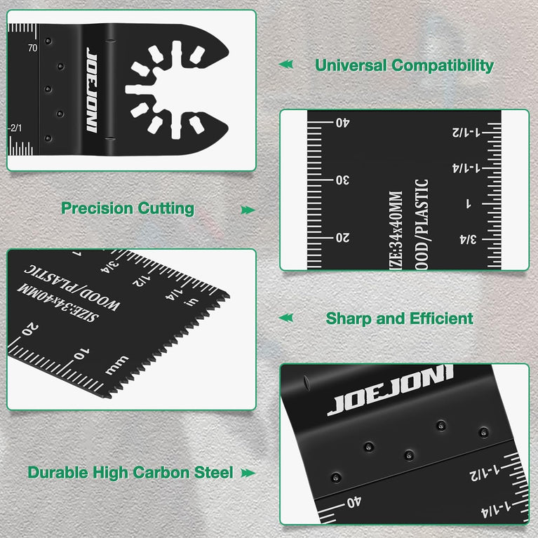 JOEJONI 53 Stuks Set Multigereedschap Zaagbladen, Universele Oscillerende Zaagbladen, Multigereedschap Accessoireset, Voor Fein Multimaster, Milwaukee, Bosch, Dremel, Dewalt, Makita