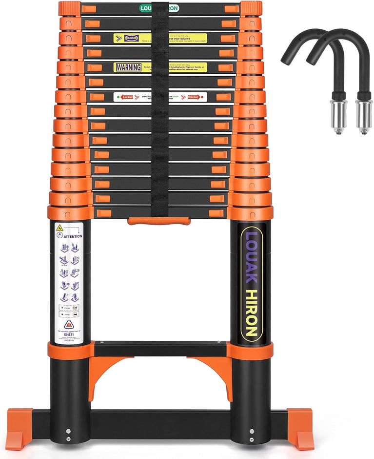 Telescopische ladder, 4,7 m, uittrekbare ladder, vouwladder, staande ladder, antislip, van hoogwaardig aluminium, multifunctionele ladder, huishoudladder