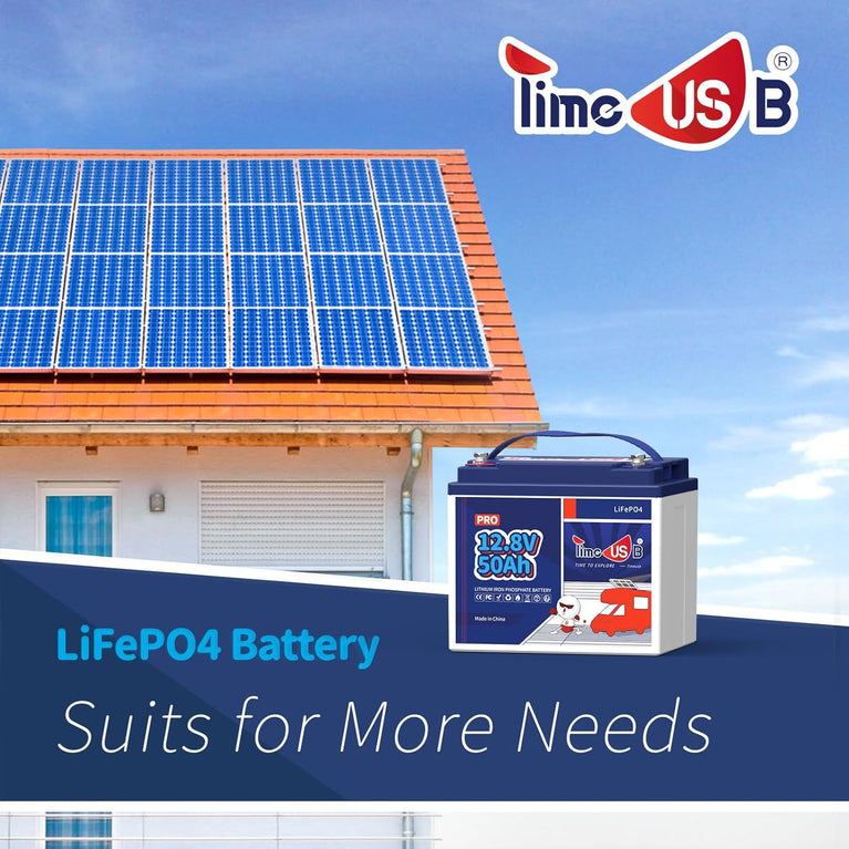 Time usb LiFePO4 Batterij 12V 200Ah PLUS Lithium Accu