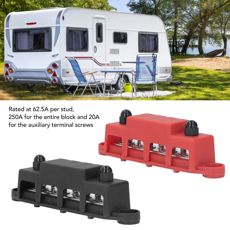 2 Stks Stroomverdeling Blok 4 Terminal Studs M8 Schroef Bus Bar DC 48 V 250A voor Auto Boot