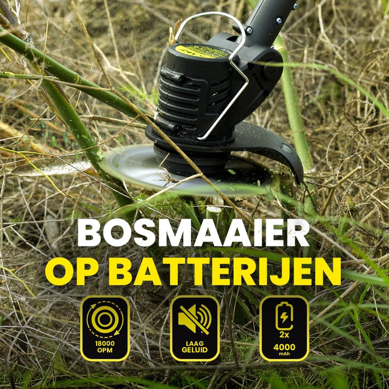 Elektrische Accu Bosmaaier 8000mAh (2 Batterijen 4000mAh 20V) Krachtig 18.000 RPM, Multifunctionele 3 in 1 Gazon & Struikmaaier, Verstelbare Elektrische Tuinmaaier met Accessoires