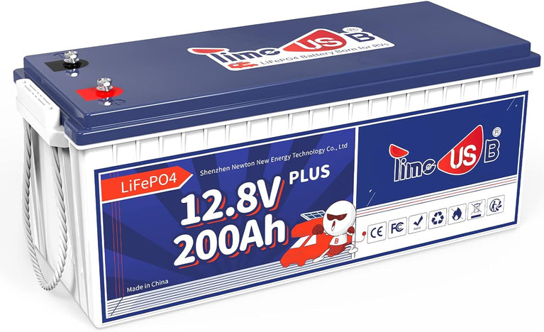 Time usb LiFePO4 Batterij 12V 200Ah PLUS Lithium Accu