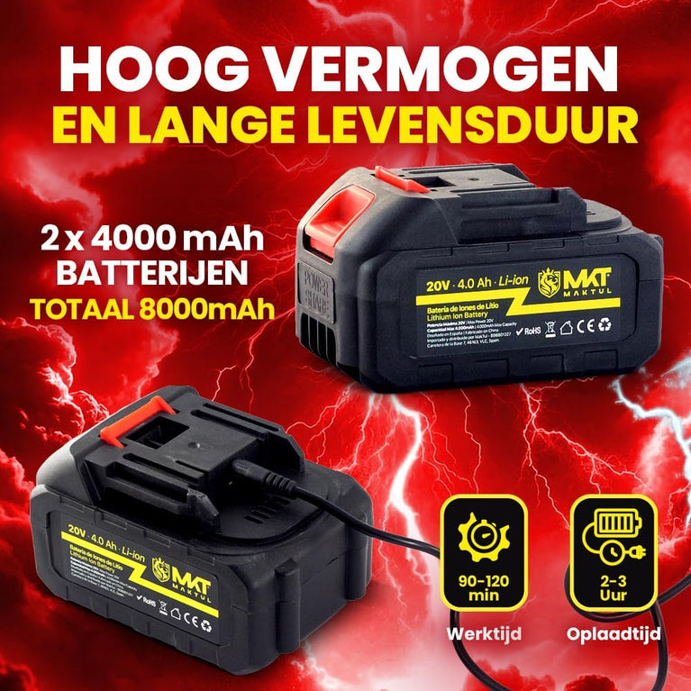 Elektrische Accu Bosmaaier 8000mAh (2 Batterijen 4000mAh 20V) Krachtig 18.000 RPM, Multifunctionele 3 in 1 Gazon & Struikmaaier, Verstelbare Elektrische Tuinmaaier met Accessoires