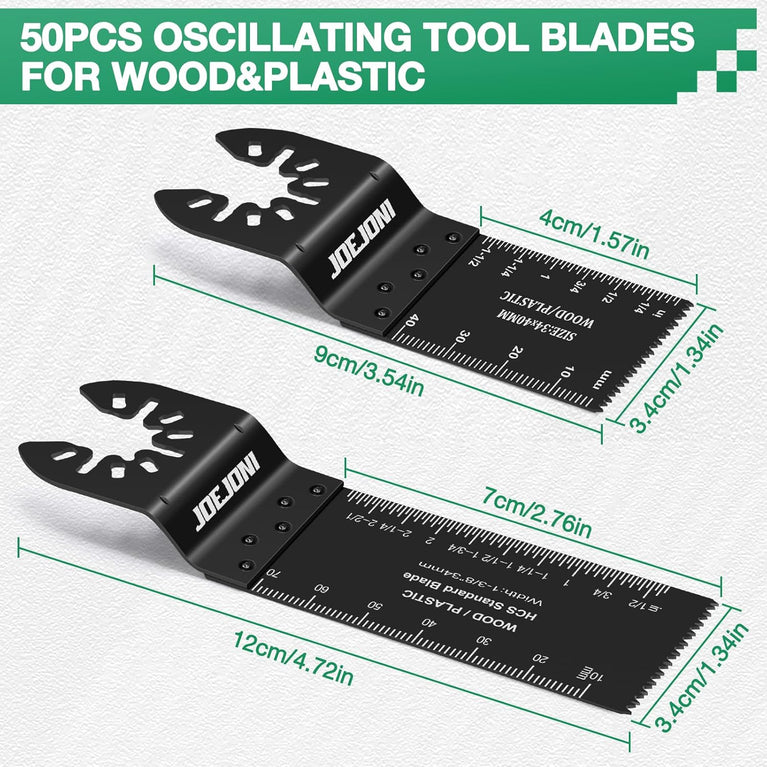 JOEJONI 53 Stuks Set Multigereedschap Zaagbladen, Universele Oscillerende Zaagbladen, Multigereedschap Accessoireset, Voor Fein Multimaster, Milwaukee, Bosch, Dremel, Dewalt, Makita