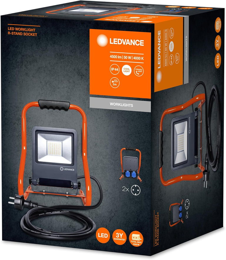 LEDVANCE Worklight armatuur LED: voor verdieping, WORKLIGHTS - TRIPOD / 100 W, 220…240 V, stralingshoek: 120, Koel wit, 4000 K, body materiaal: aluminum/steel, IP65