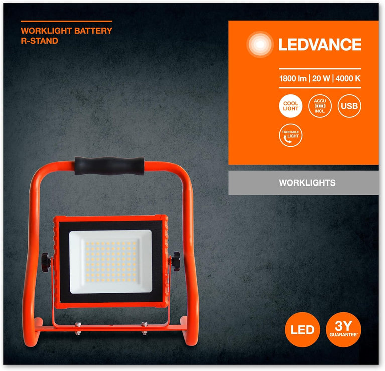 LEDVANCE Worklight armatuur LED: voor verdieping, WORKLIGHTS - TRIPOD / 100 W, 220…240 V, stralingshoek: 120, Koel wit, 4000 K, body materiaal: aluminum/steel, IP65