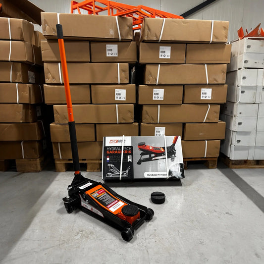Garagekrik 3 ton extra laag | GRATIS PAD 40mm | 83mm - 505mm hoogte | dubbele plunjers | snelle hefboom