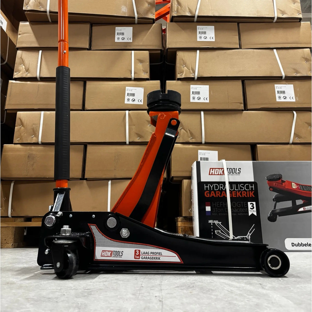 Garagekrik 3 ton extra laag | GRATIS PAD 40mm | 83mm - 505mm hoogte | dubbele plunjers | snelle hefboom