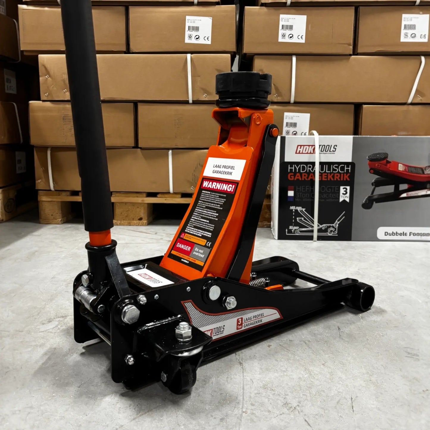 Garagekrik 3 ton extra laag | GRATIS PAD 40mm | 83mm - 505mm hoogte | dubbele plunjers | snelle hefboom