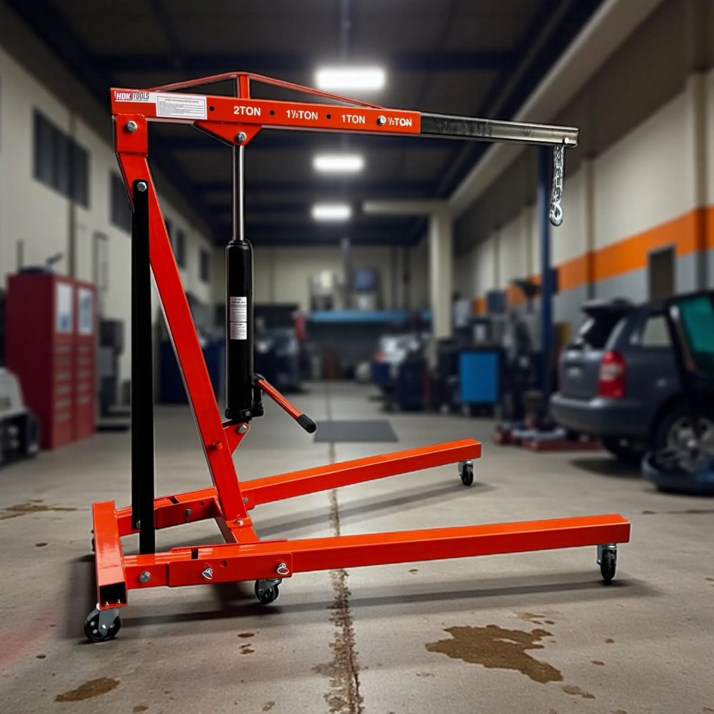 Automotor kraan 2000KG | inklapbaar | hydraulische pomp | lang onderstel HDKTOOLS