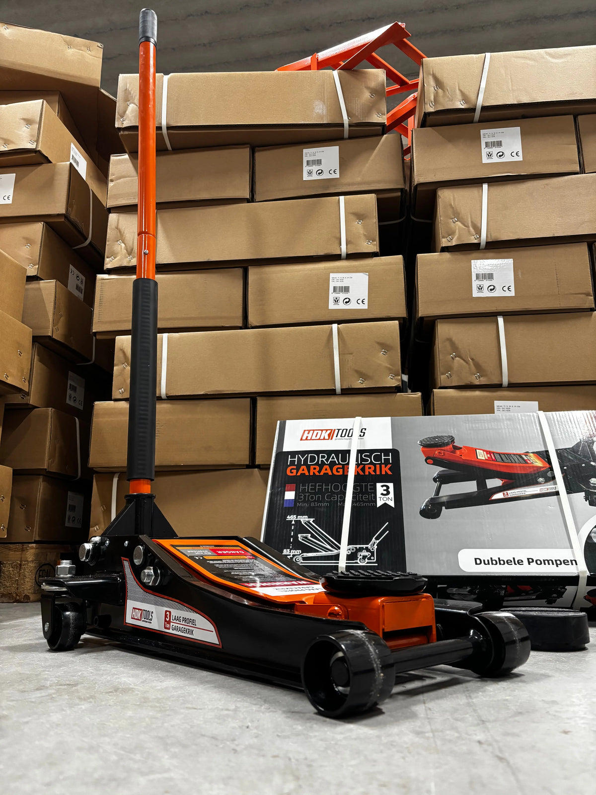 Garagekrik 3 ton extra laag | GRATIS PAD 40mm | 83mm - 505mm hoogte | dubbele plunjers | snelle hefboom