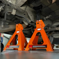 As steunen set 6000kg | 2 stuks | 39cm - 59cm | Extra veilig lock-systeem | met rubberen hoes HDKTOOLS