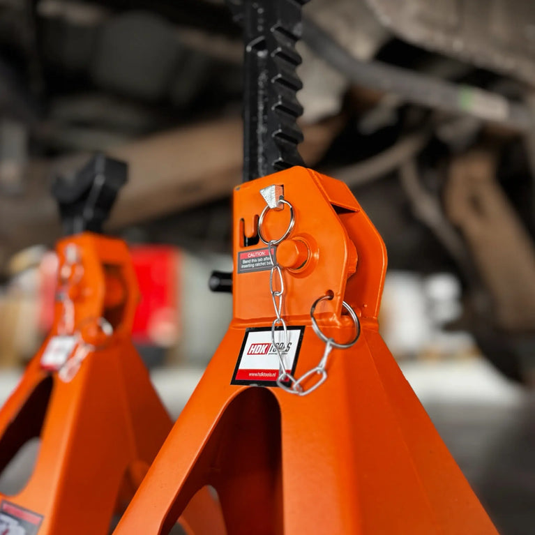 As steunen set 6000kg | 2 stuks | 39cm - 59cm | Extra veilig lock-systeem | met rubberen hoes