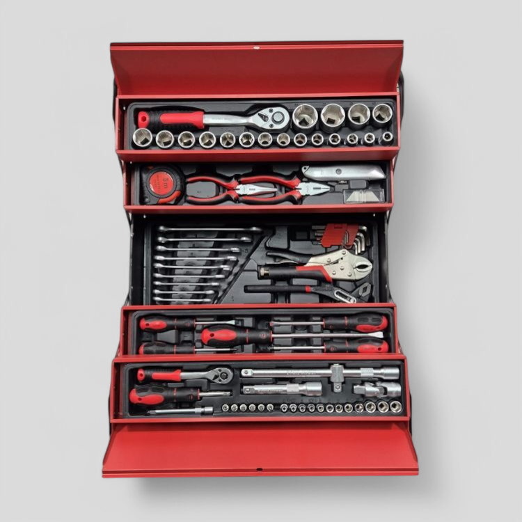 HDKTOOLS® Gereedschapskist 85 delig | met doppenset | complete set | draagbaar