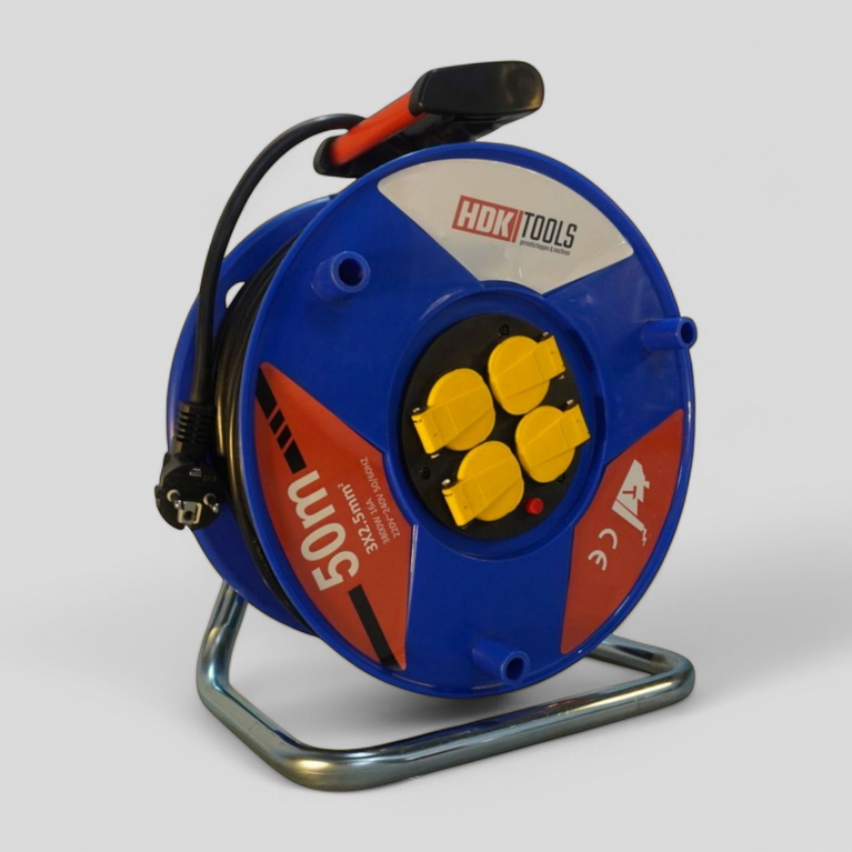 HDKTOOLS® Kabelhaspel 50 meter | IP44 | binnen & buiten | 3x2,5 | CE keurmerk