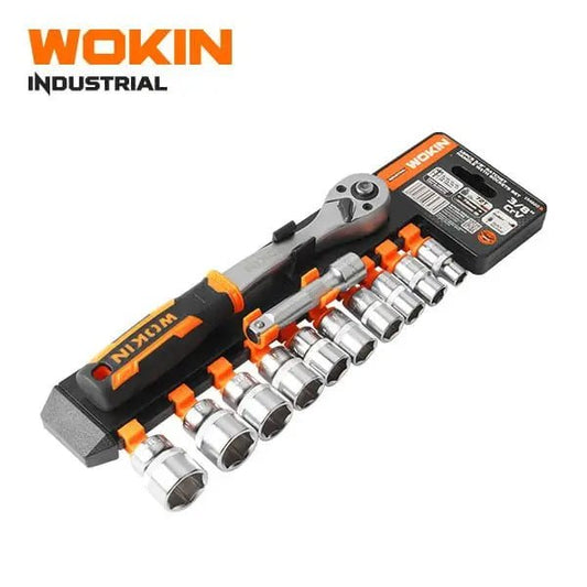 WOKIN 12-delige 3/8" Dopsleutel Set met Ratel – CrV Staal